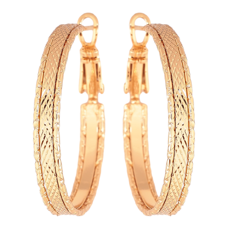 Серьги Xuping цвет Позолота 18K кольца (конго) Декоративный узор ø 3см фото №1