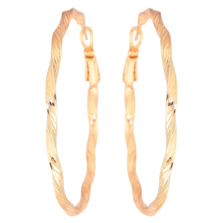 Серьги Xuping цвет Позолота 18K кольца (конго) Декоративный узор ø 5см фото №1