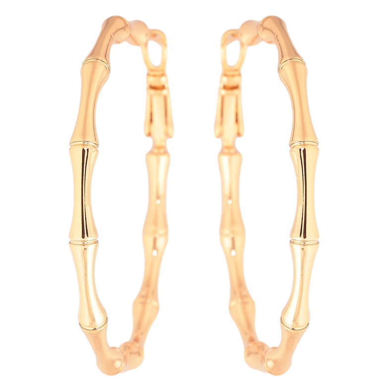 Серьги Xuping цвет Позолота 18K кольца (конго) Декоративный узор ø 4.5см фото №1