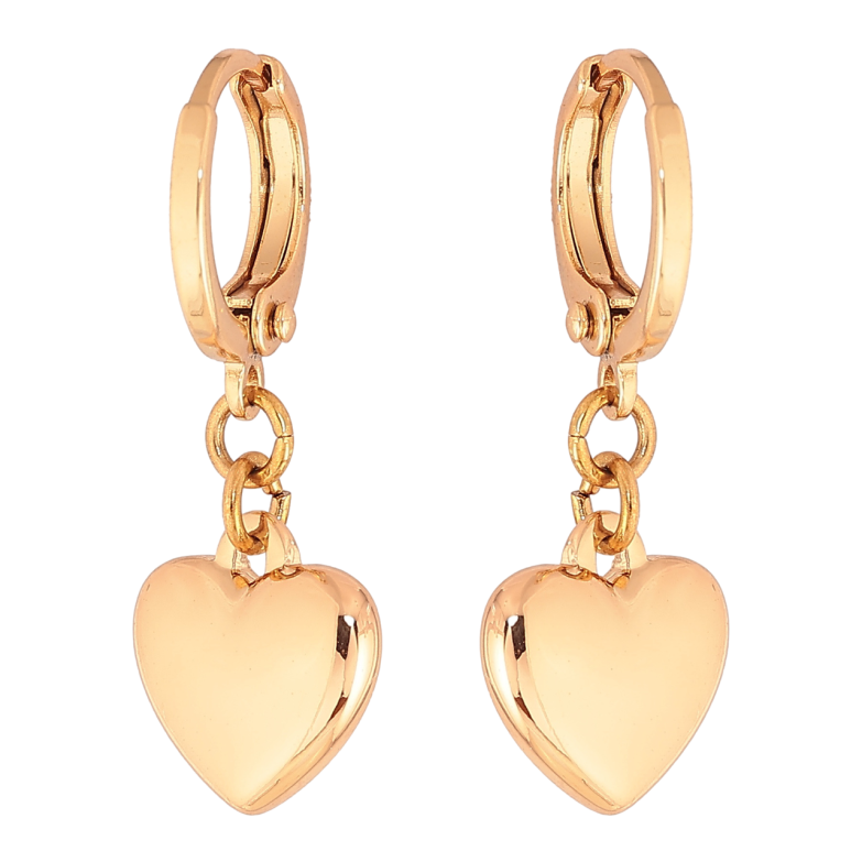 Серьги Xuping цвет Позолота 18K подвески на колечках Сердечки фото №1