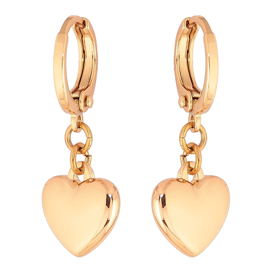 Серьги Xuping цвет Позолота 18K подвески на колечках Сердечки фото №1