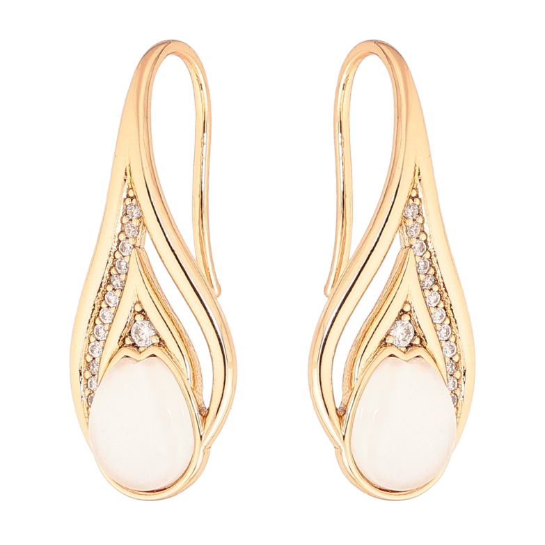 Серьги Xuping цвет Позолота 18K французский замок Изящный узор с белыми кристаллами фото №1