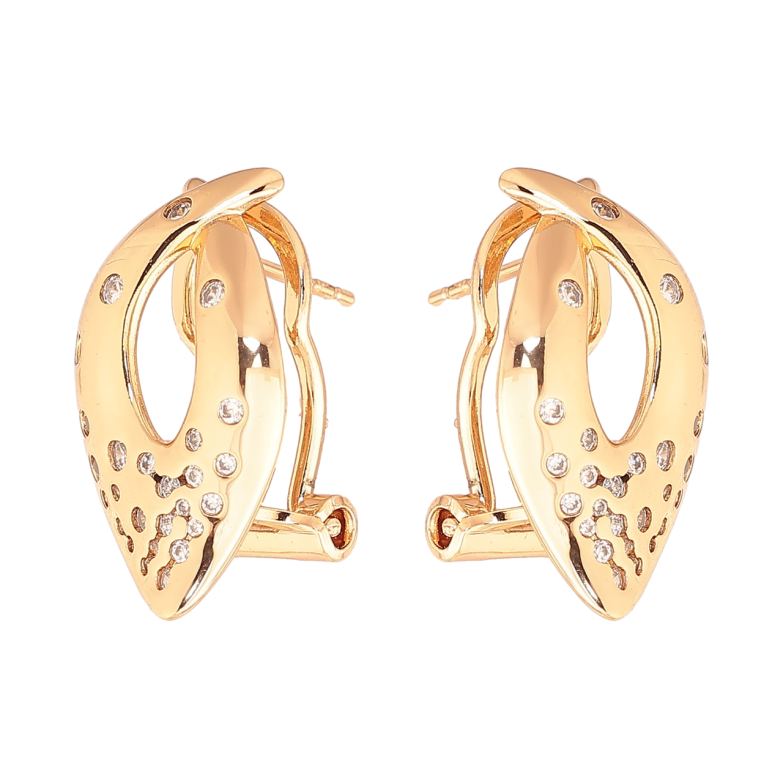 Серьги Xuping цвет Позолота 18K итальянский замок Узор с россыпью кристаллов фото №1