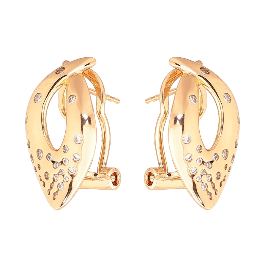 Серьги Xuping цвет Позолота 18K итальянский замок Узор с россыпью кристаллов фото №1