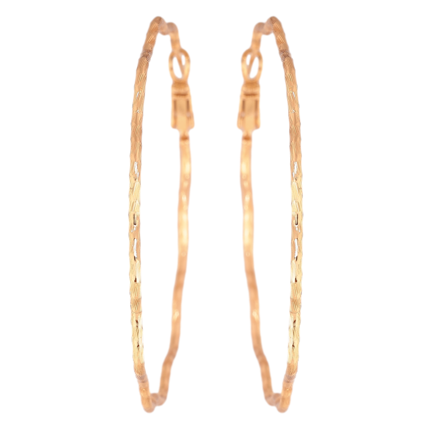 Сережки Xuping колір Позолота 18K кільця (конго) Хвилясті з візерунком ø 5.8см фото №1 Сережки Xuping колір Позолота 18K кільця (конго) Хвилясті з візерунком ø 5.8см фото №1