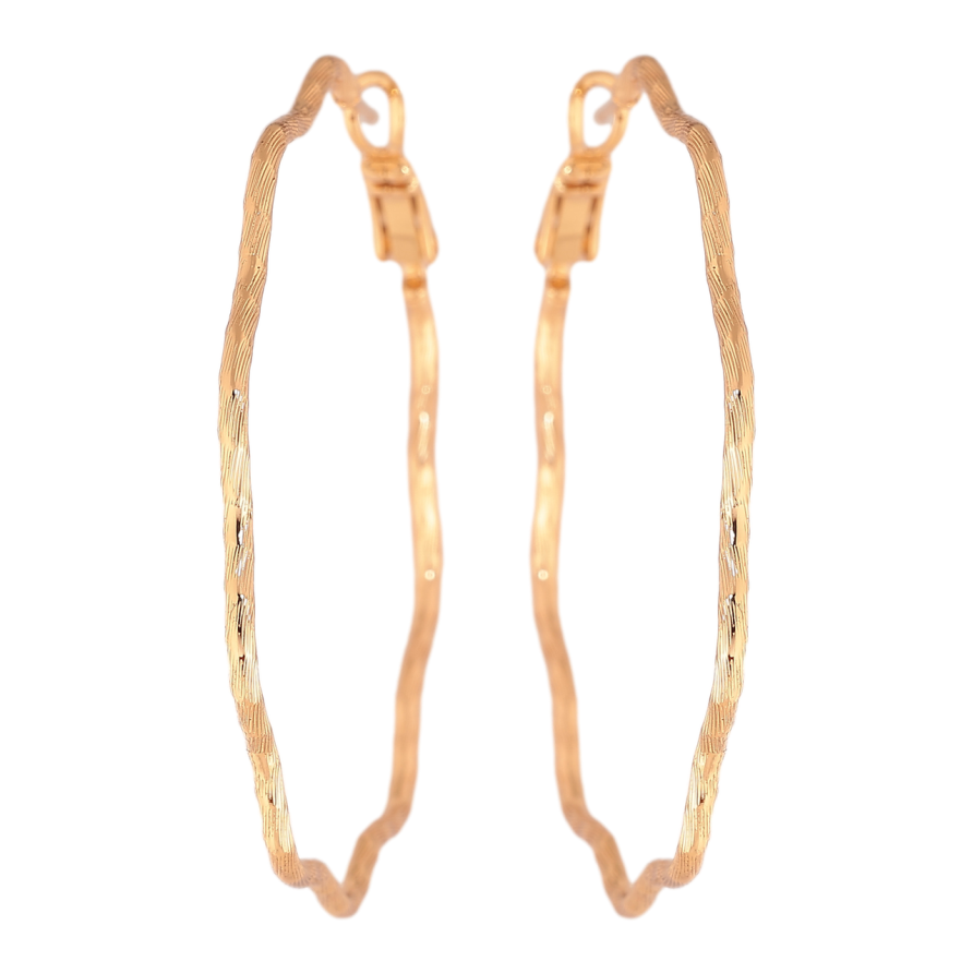 Серьги Xuping цвет Позолота 18K кольца (конго) Волнистые с узором ø 5см фото №1 Серьги Xuping цвет Позолота 18K кольца (конго) Волнистые с узором ø 5см фото №1