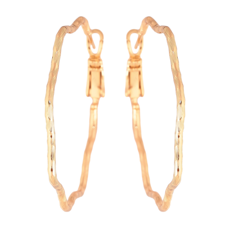 Серьги Xuping цвет Позолота 18K кольца (конго) Волнистые с узором ø 4см фото №1 Серьги Xuping цвет Позолота 18K кольца (конго) Волнистые с узором ø 4см фото №1