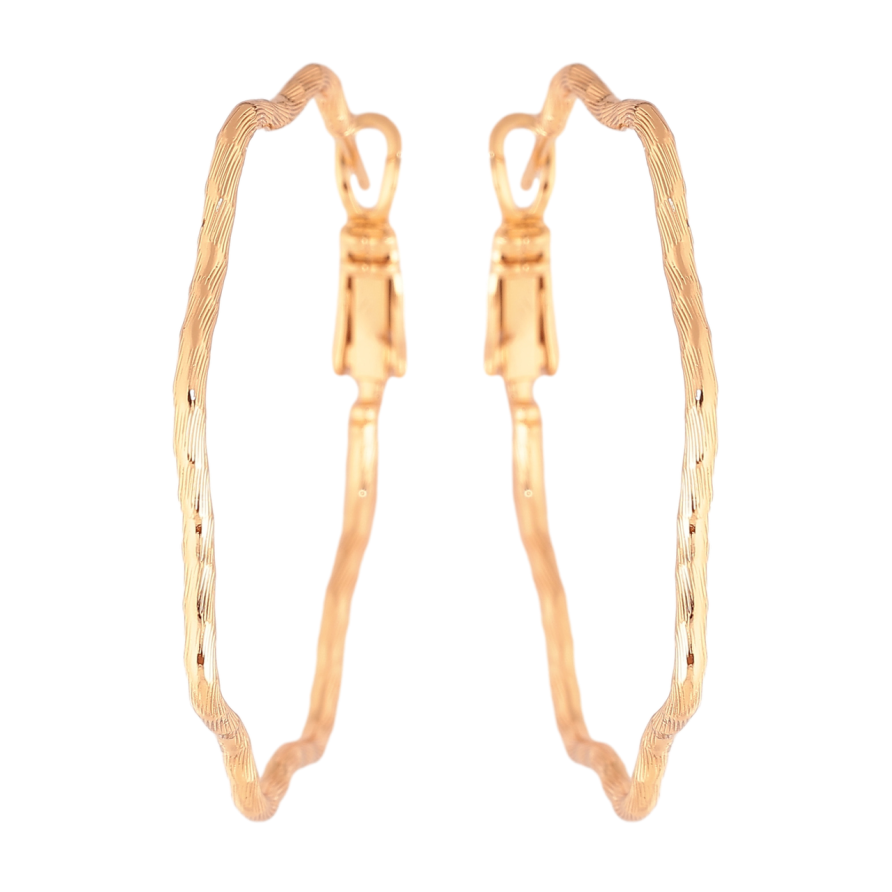 Серьги Xuping цвет Позолота 18K кольца (конго) Волнистые с узором ø 4см фото №1 Серьги Xuping цвет Позолота 18K кольца (конго) Волнистые с узором ø 4см фото №1