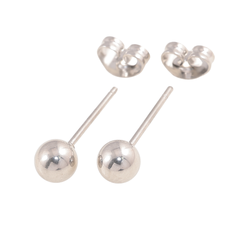 Сережки Xuping TTM Stainless Steel колір Родій пусети Кульки ø 5мм фото №1