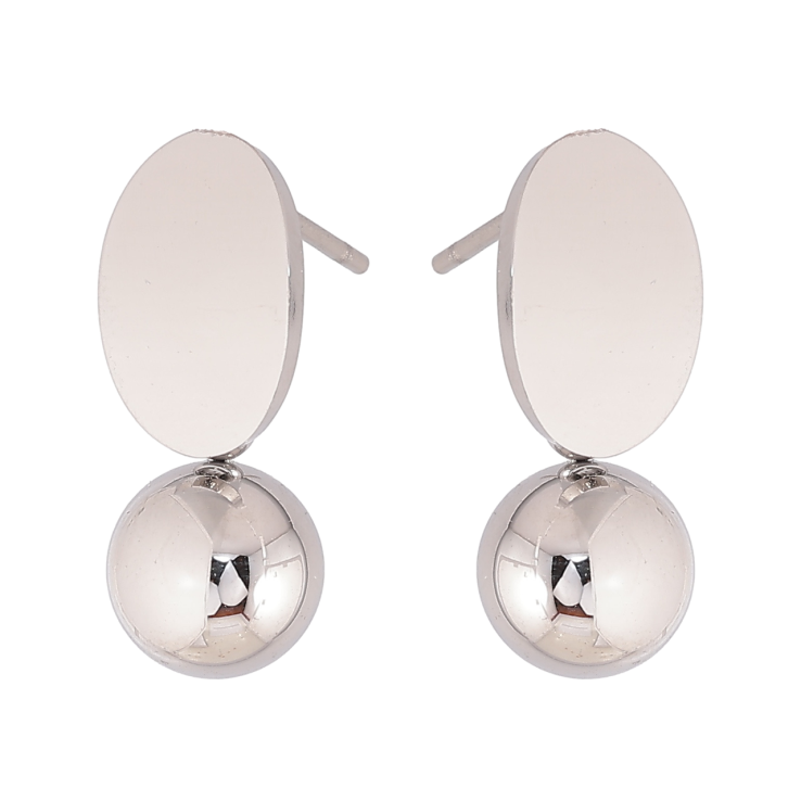 Сережки Xuping TTM Stainless Steel колір Родій пусети Овали з кульками фото №12