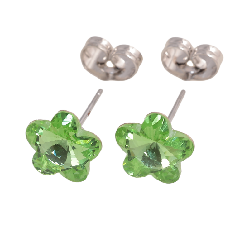 Сережки Xuping колір Родій з кристалами Swarovski пусети Кристальні квіточки Peridot фото №15