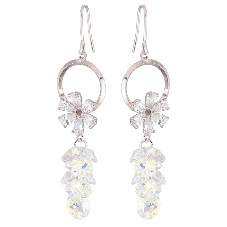 Серьги Xuping цвет Родий с кристаллами Swarovski французский замок Подвески с кристаллами Shimmer фото №5