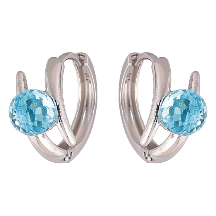 Серьги Xuping цвет Родий с кристаллами Swarovski колечки Узор с кристальными шариками Aquamarine фото №2 Серьги Xuping цвет Родий с кристаллами Swarovski колечки Узор с кристальными шариками Aquamarine фото №2