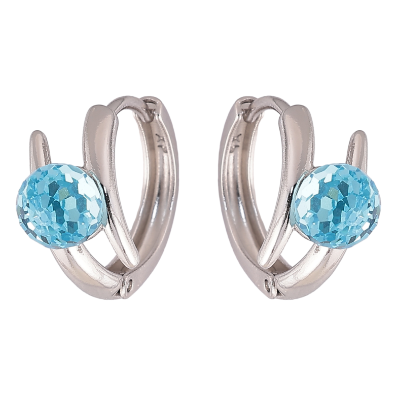 Серьги Xuping цвет Родий с кристаллами Swarovski колечки Узор с кристальными шариками Aquamarine фото №1 Серьги Xuping цвет Родий с кристаллами Swarovski колечки Узор с кристальными шариками Aquamarine фото №1