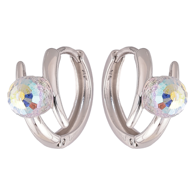 Серьги Xuping цвет Родий с кристаллами Swarovski колечки Узор с кристальными шариками АВ фото №24