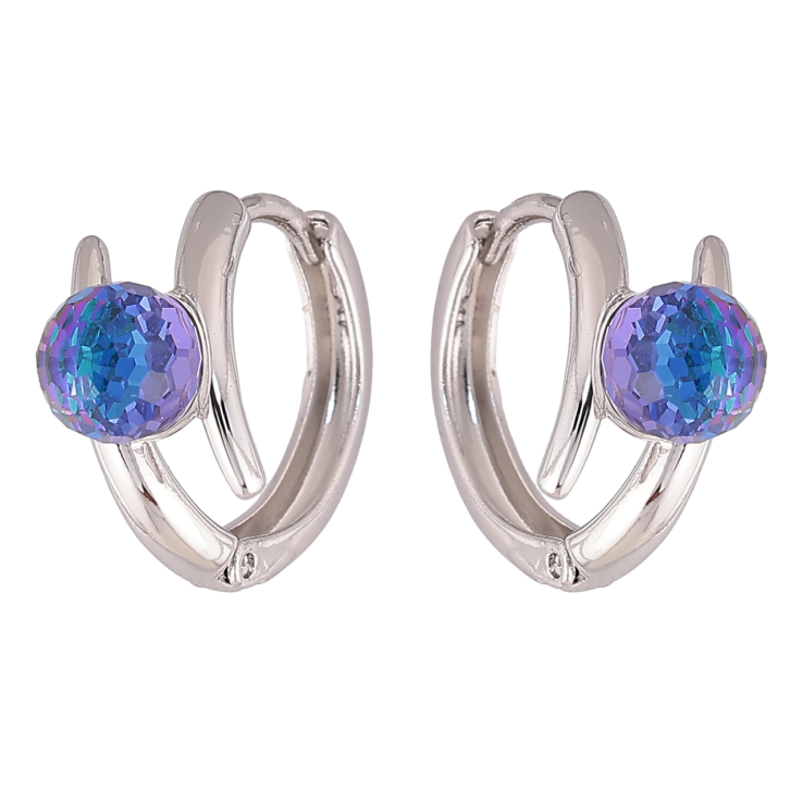 Серьги Xuping цвет Родий с кристаллами Swarovski колечки Узор с кристальными шариками Bermuda Blue фото №3 Серьги Xuping цвет Родий с кристаллами Swarovski колечки Узор с кристальными шариками Bermuda Blue фото №3