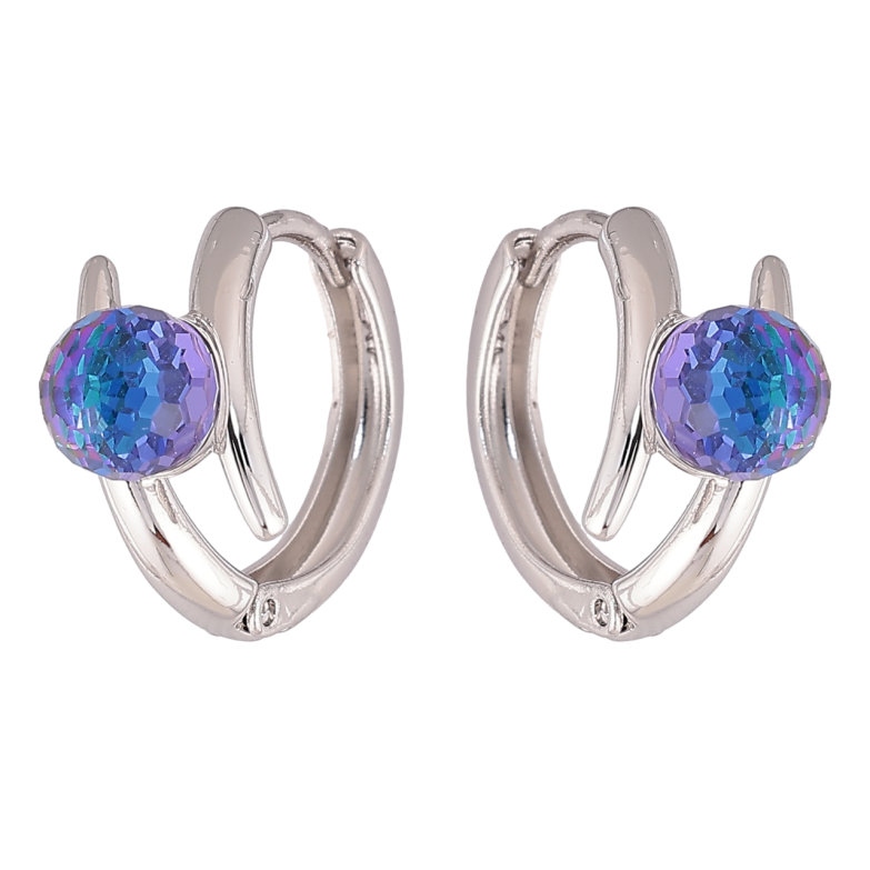 Серьги Xuping цвет Родий с кристаллами Swarovski колечки Узор с кристальными шариками Bermuda Blue фото №2 Серьги Xuping цвет Родий с кристаллами Swarovski колечки Узор с кристальными шариками Bermuda Blue фото №2