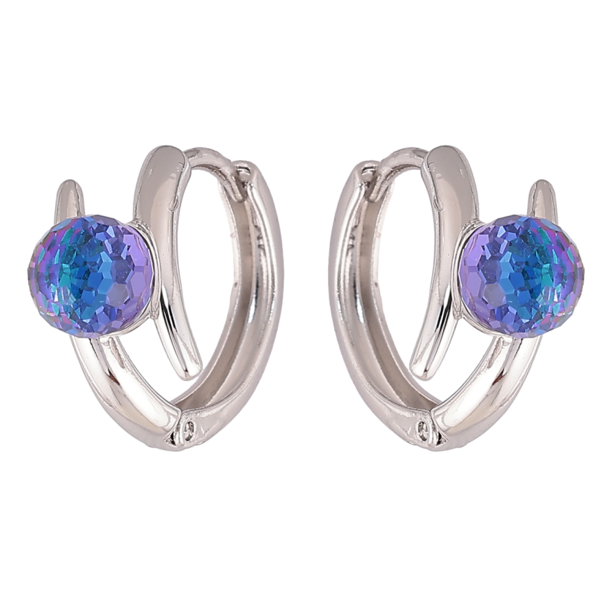 Серьги Xuping цвет Родий с кристаллами Swarovski колечки Узор с кристальными шариками Bermuda Blue фото №1 Серьги Xuping цвет Родий с кристаллами Swarovski колечки Узор с кристальными шариками Bermuda Blue фото №1