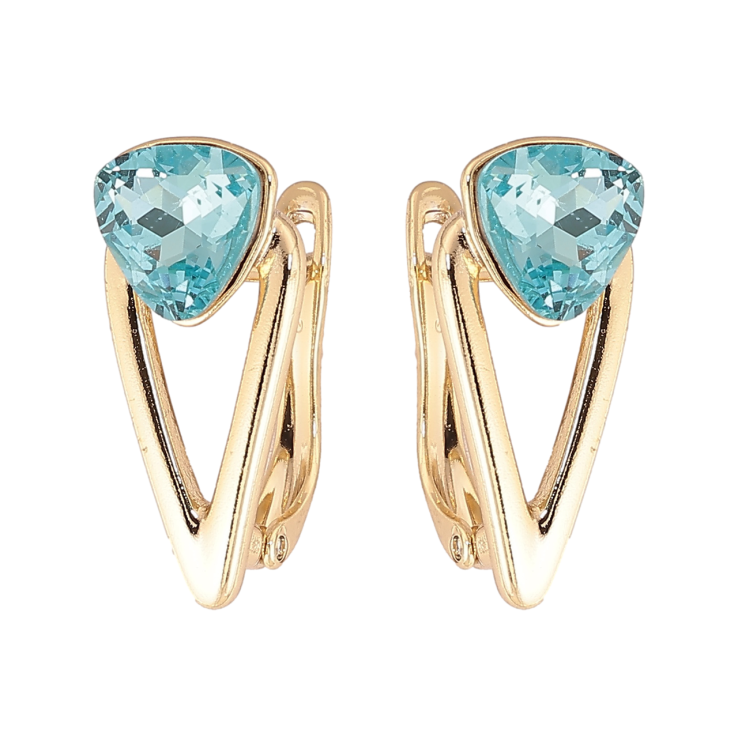 Серьги Xuping цвет Позолота 14K с кристаллами Swarovski английский замок Узор с кристаллами Light Turquoise фото №17 Серьги Xuping цвет Позолота 14K с кристаллами Swarovski английский замок Узор с кристаллами Light Turquoise фото №17