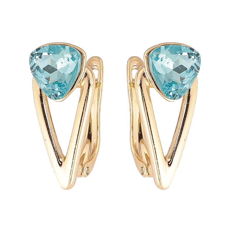 Серьги Xuping цвет Позолота 14K с кристаллами Swarovski английский замок Узор с кристаллами Light Turquoise фото №1