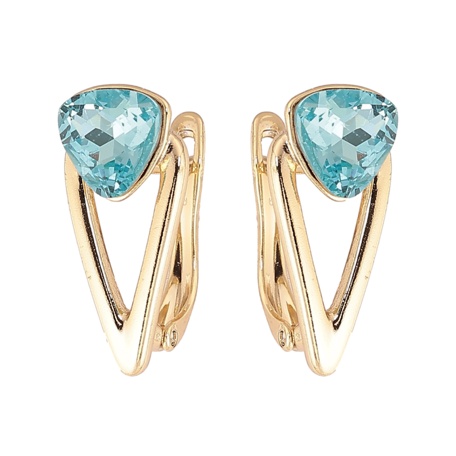 Серьги Xuping цвет Позолота 14K с кристаллами Swarovski английский замок Узор с кристаллами Light Turquoise фото №1