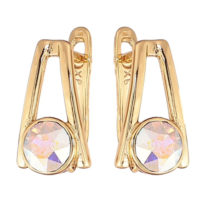 Серьги Xuping цвет Позолота 14K с кристаллами Swarovski английский замок Узор с кристаллами АВ фото №1
