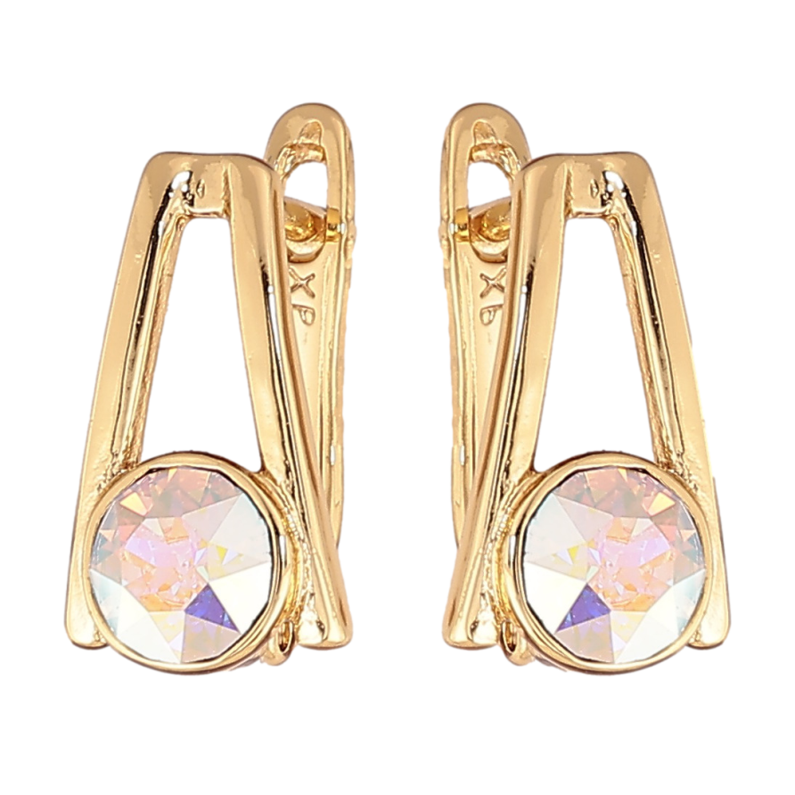 Серьги Xuping цвет Позолота 14K с кристаллами Swarovski английский замок Узор с кристаллами АВ фото №1