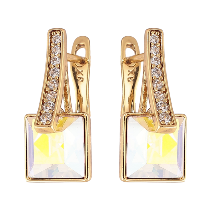 Серьги Xuping цвет Позолота 14K с кристаллами Swarovski английский замок Кристаллы АВ фото №4