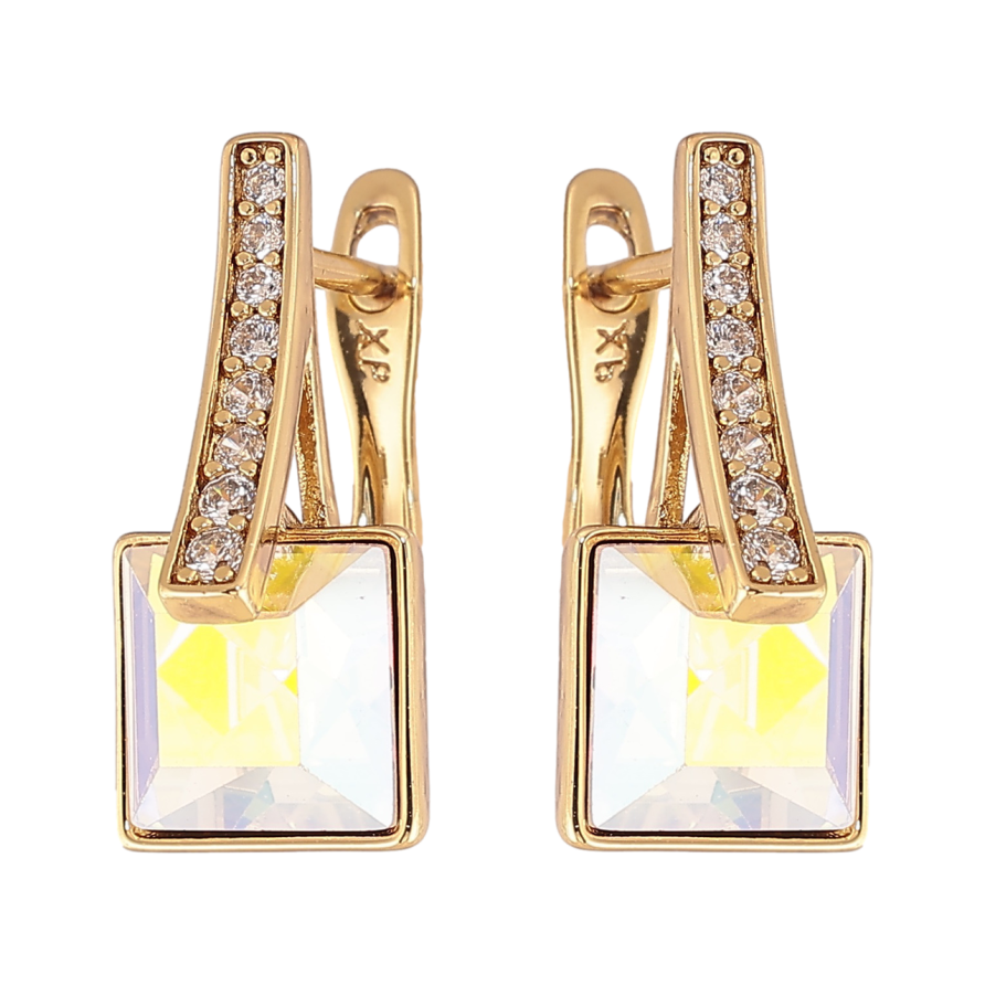 Сережки Xuping колір Позолота 14K з кристалами Swarovski англійський замок Кристали АВ фото №1 Сережки Xuping колір Позолота 14K з кристалами Swarovski англійський замок Кристали АВ фото №1