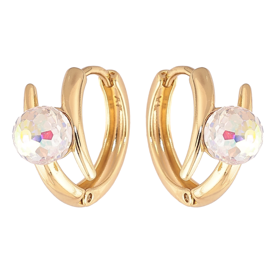 Серьги Xuping цвет Позолота 14K с кристаллами Swarovski колечки Узор с кристальными шариками Shimmer фото №1