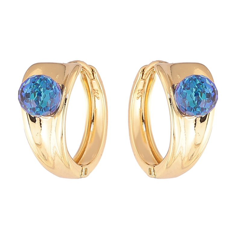 Сережки Xuping колір Позолота 14K з кристалами Swarovski колечка Візерунок з кристальними кульками Bermuda Blue фото №1 Сережки Xuping колір Позолота 14K з кристалами Swarovski колечка Візерунок з кристальними кульками Bermuda Blue фото №1