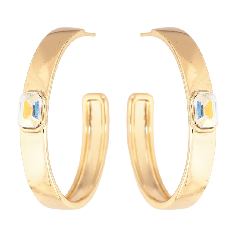 Серьги Xuping цвет Позолота 14K с кристаллами Swarovski пусеты Дуги с кристаллами АВ фото №1