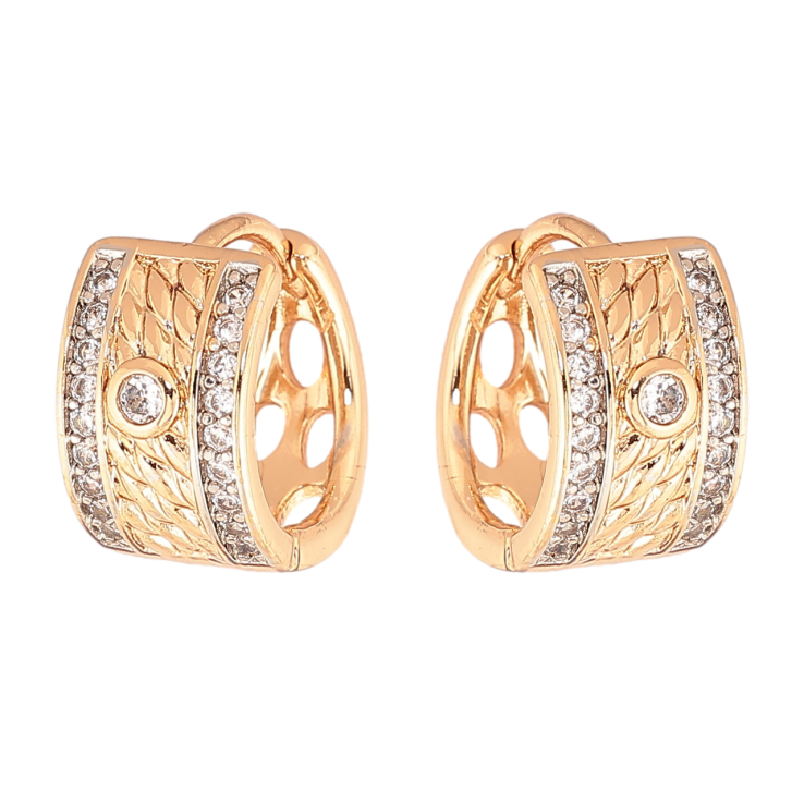 Серьги Xuping цвет Позолота 18К + Родий колечки Декоративный узор с кристаллами фото №9