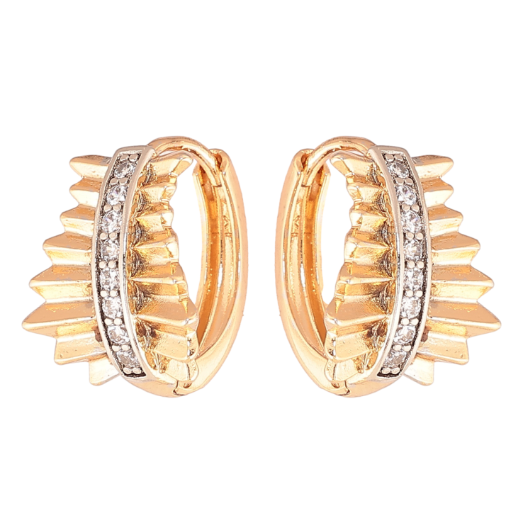 Серьги Xuping цвет Позолота 18К + Родий колечки Декоративный узор с кристаллами фото №12