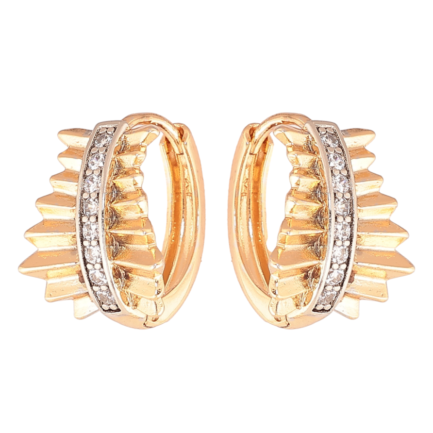 Сережки Xuping колір Позолота 18К + Родій колечка Декоративний візерунок з кристалами фото №1