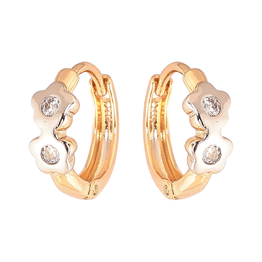 Сережки Xuping колір Позолота 18К + Родій колечка Квіточки з кристалами фото №1