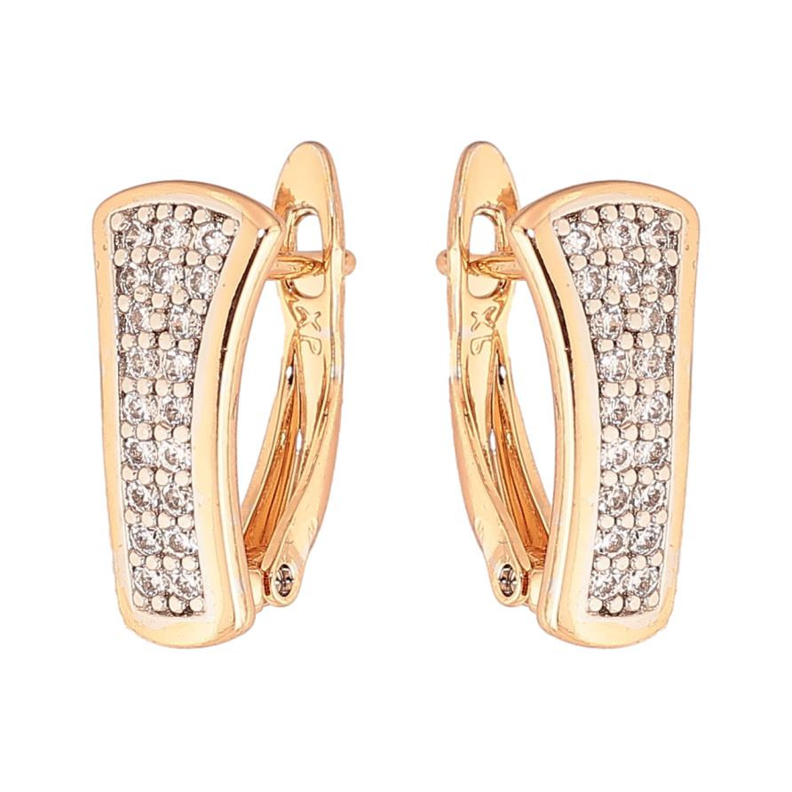 Серьги Xuping цвет Позолота 18К + Родий английский замок Инкрустация кристаллами фото №1 Серьги Xuping цвет Позолота 18К + Родий английский замок Инкрустация кристаллами фото №1