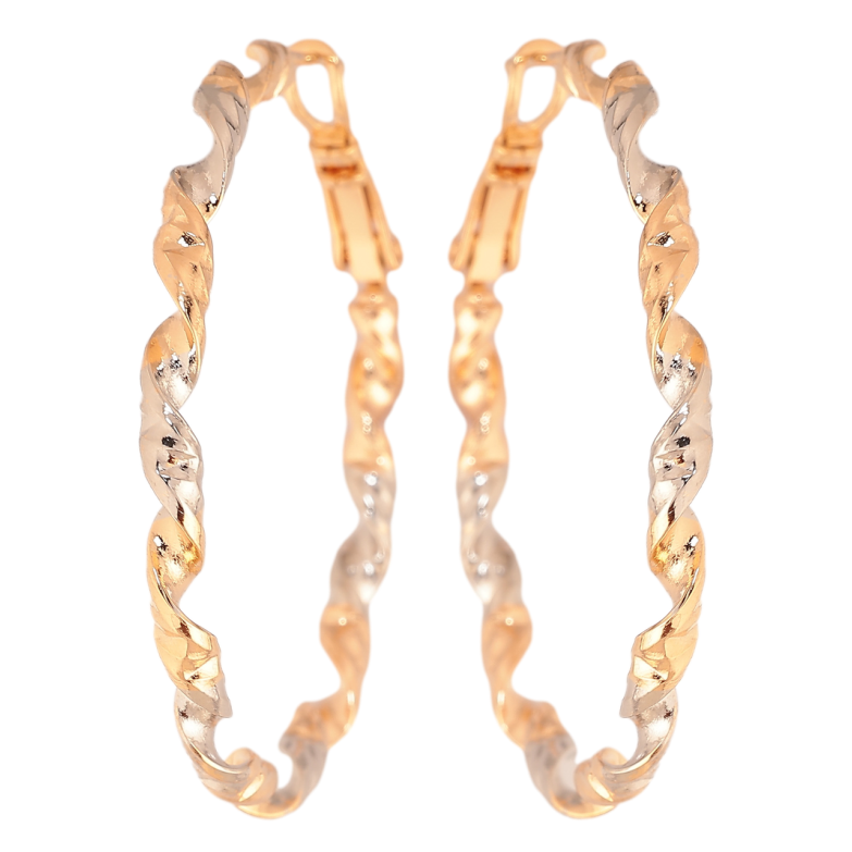 Сережки Xuping колір Позолота 18К + Родій кільця (конго) Декоративний візерунок ø 4см фото №1