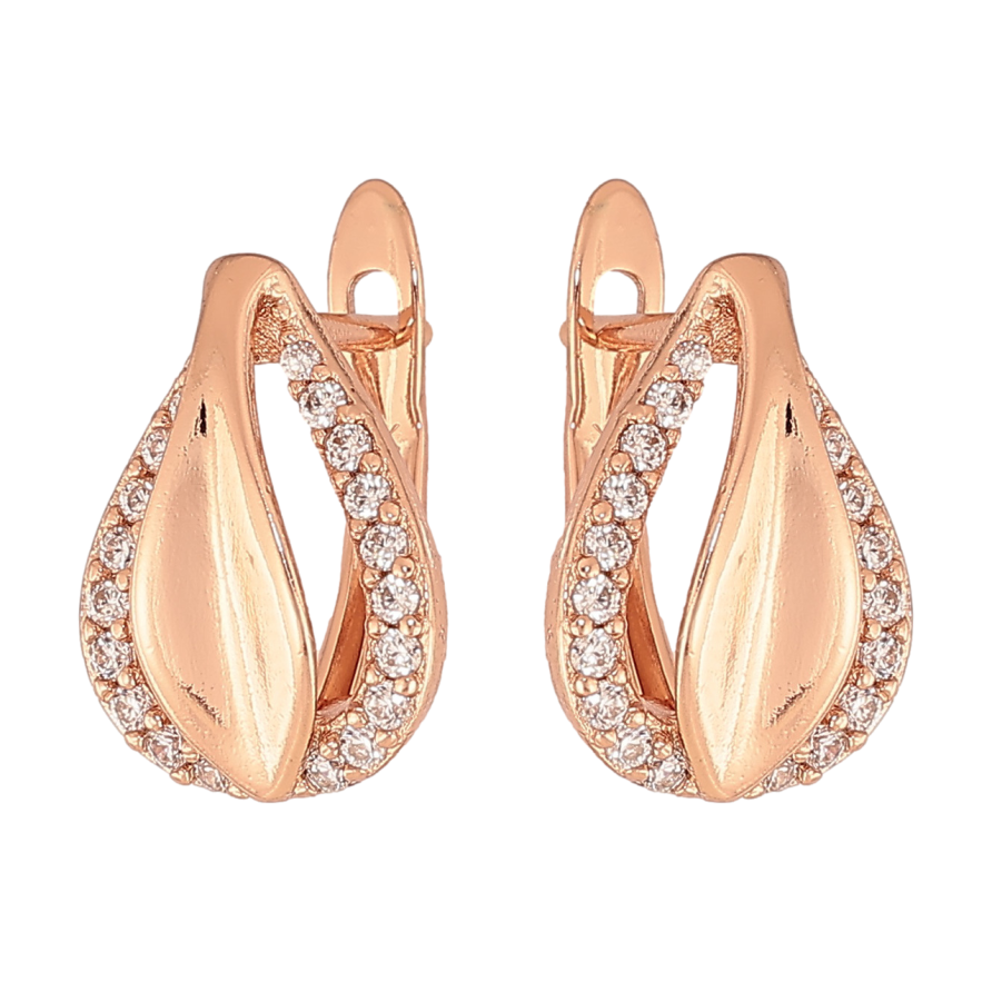 Серьги Xuping цвет Позолота РО английский замок Узор с кристаллами фото №1