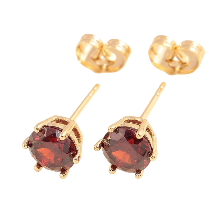 Сережки Xuping Позолота 14K пусети Червоні кристали в 6-ти крапановій оправі ø 7мм фото №11 Сережки Xuping Позолота 14K пусети Червоні кристали в 6-ти крапановій оправі ø 7мм фото №11