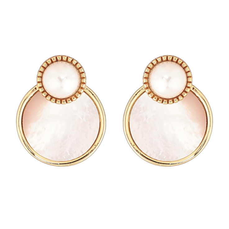 Серьги Xuping Позолота 14K пусеты Перламутровые вставки фото №19