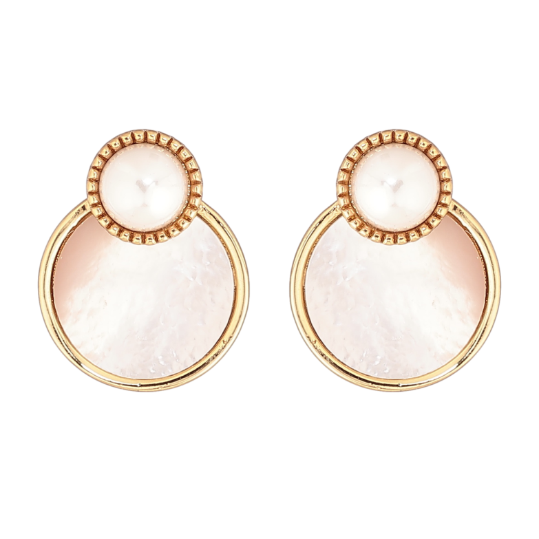 Сережки Xuping Позолота 14K пусети Перламутрові вставки фото №1