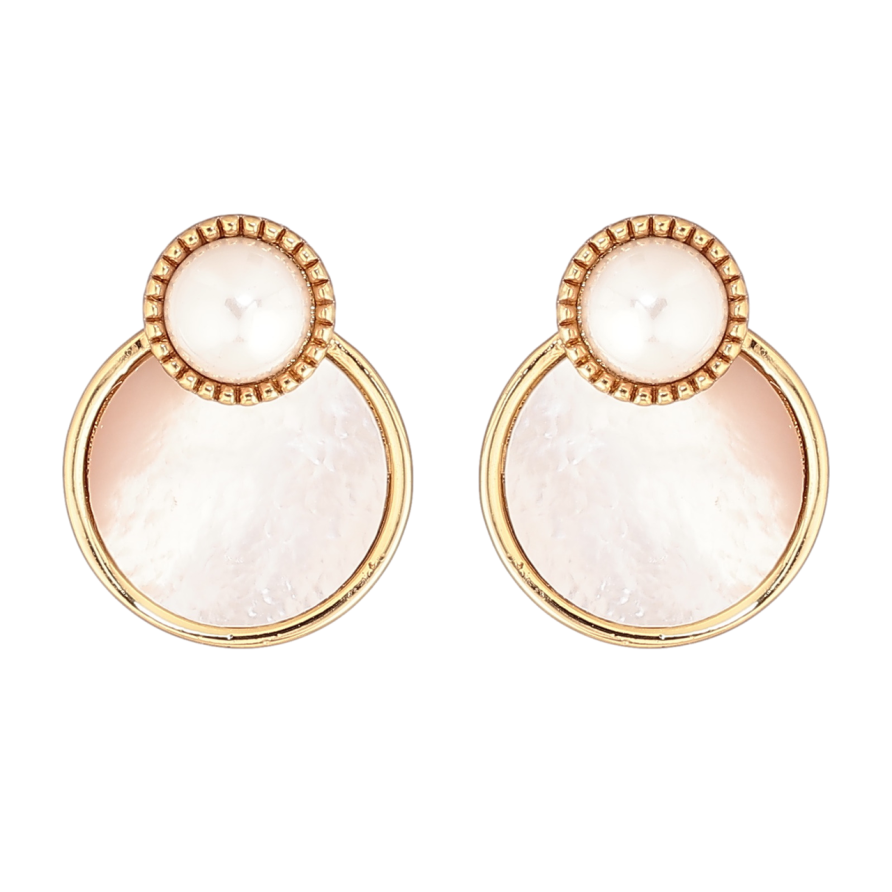 Серьги Xuping Позолота 14K пусеты Перламутровые вставки фото №1