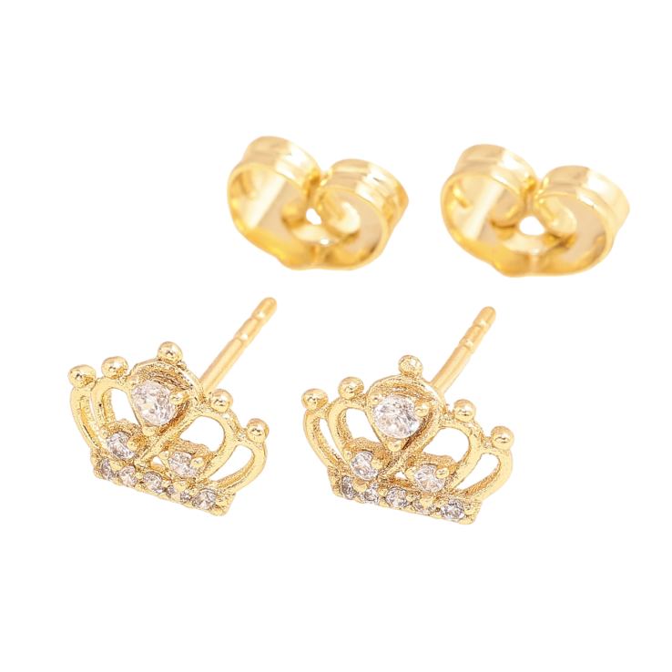 Серьги Xuping цвет Позолота 14K пусеты Корона фото №12