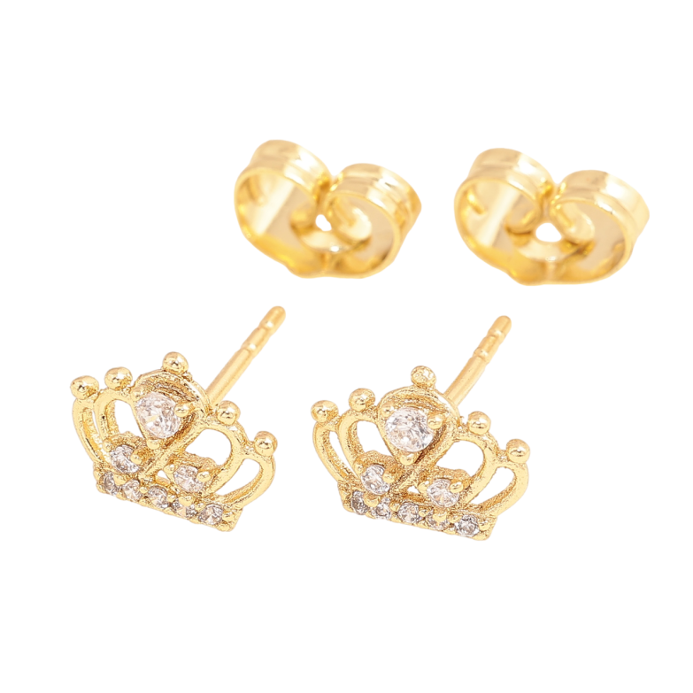 Серьги Xuping цвет Позолота 14K пусеты Корона фото №1