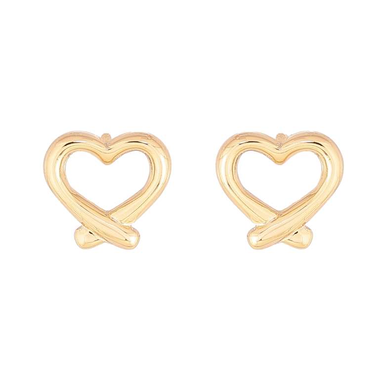 Серьги Xuping цвет Позолота 14K пусеты Сердечки фото №1