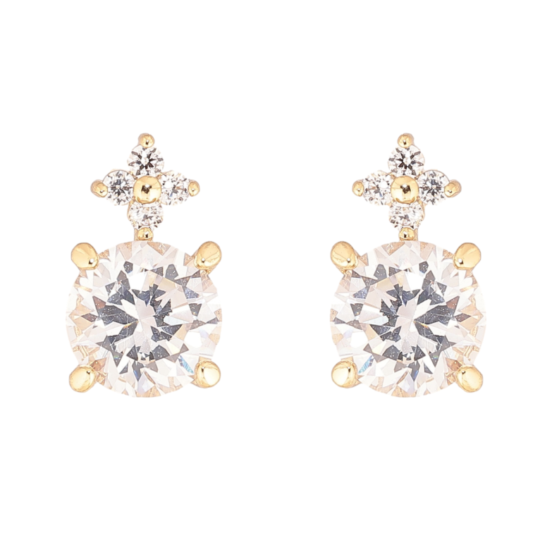 Сережки Xuping колір Позолота 14K пусети Кристальний блиск фото №1