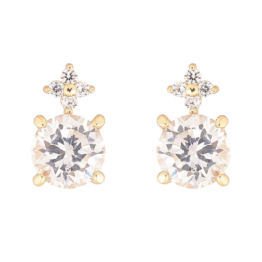 Серьги Xuping цвет Позолота 14K пусеты Кристальный блеск фото №1