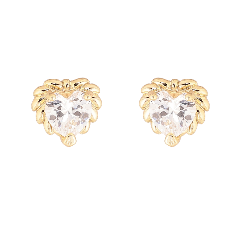 Серьги Xuping цвет Позолота 14K пусеты Кристальные сердечки фото №1