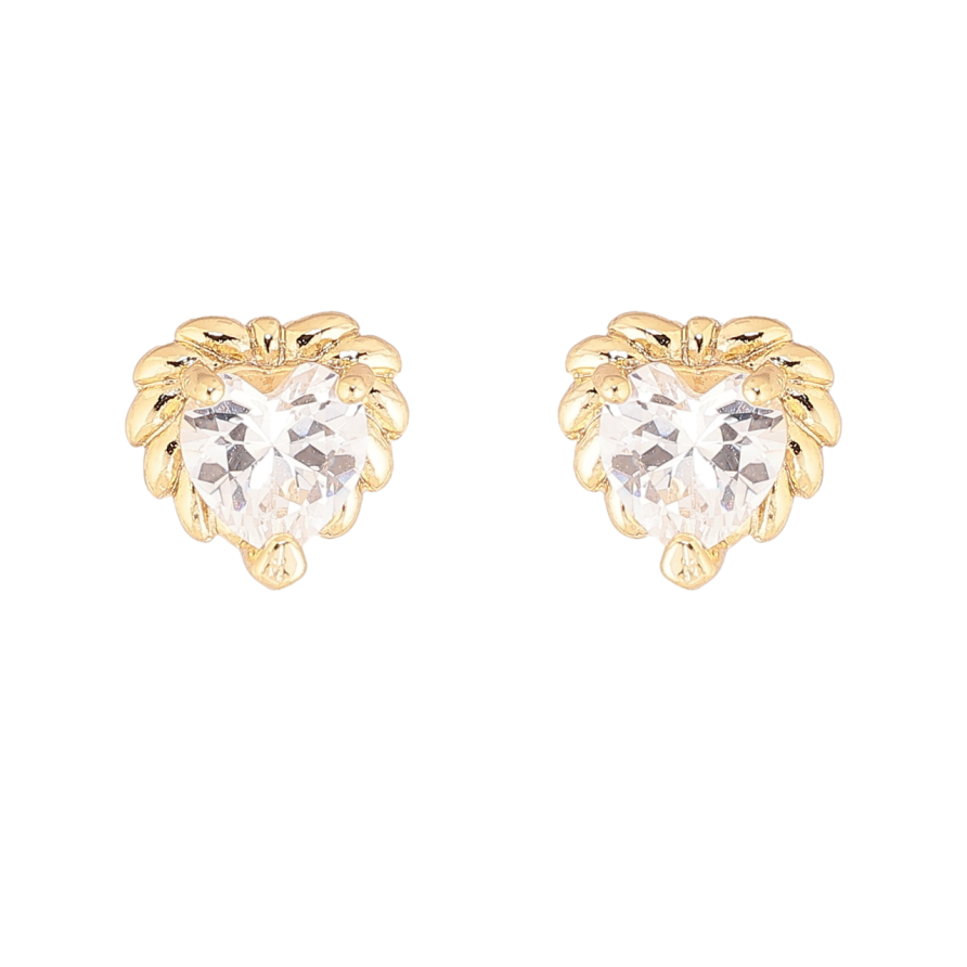 Серьги Xuping цвет Позолота 14K пусеты Кристальные сердечки фото №1